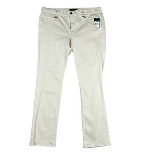 LRL Lauren Jeans Ralph Lauren Straight Leg Jeans Natural Zipper Pocket Sz 16 NWT